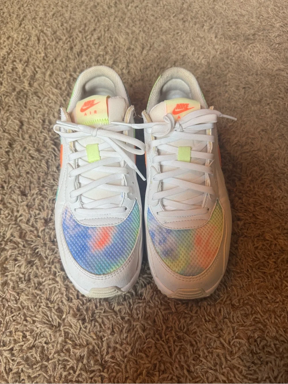 Nike Air Max Casual Sneakers - White with Neon Tie-Dye Accents